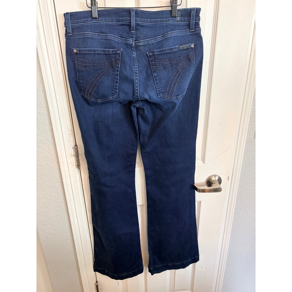 7 For All Mankind Dojo Jeans Blue Dark Wash Flare Wide Leg Trouser Denim 31